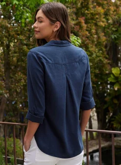 Shirt Staart Button Down - Eindeloze Zee>Bella Dahl Outlet
