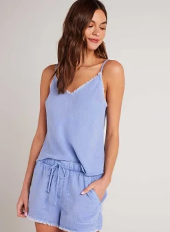 Short Met Gerafelde Zoom - Peri Blue><noscript><img width=