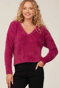 Slouchy Trui Met V-Hals - Donker Magenta>Bella Dahl Best Sale