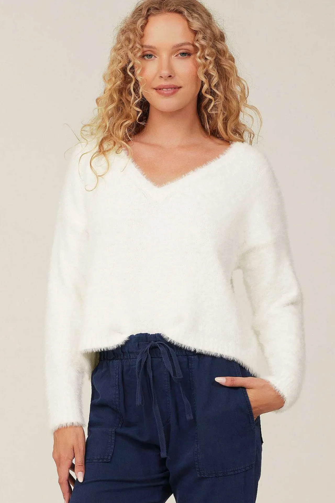 Slouchy Trui Met V-Hals - Winterwit>Bella Dahl Sale