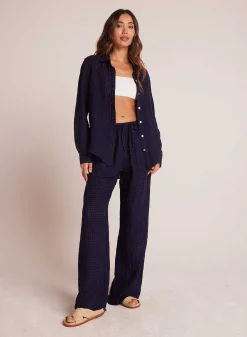 Strandbroek Met Wijde Pijpen En Zakken - Tropic Navy>Bella Dahl Discount