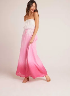 Strapless Linnen Maxi-Jurk - Roze Ombre-Kleurstof><noscript><img width=