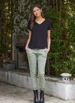 T-Shirt Met V-Hals - Vintage Zwart><noscript><img width=