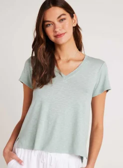 T-Shirt Met Zijsplit En V-Hals - Oasis Green><noscript><img width=